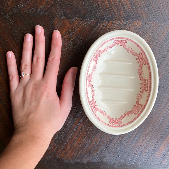 Vintage Mason’s Red & Ivory Crabtree & Evelyn London Soap Dish (Made In England) - Picture 4 of 8